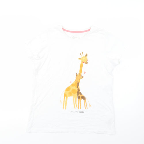 Nutmeg Womens White  Cotton Top Pyjama Top Size 10   - Giraffe