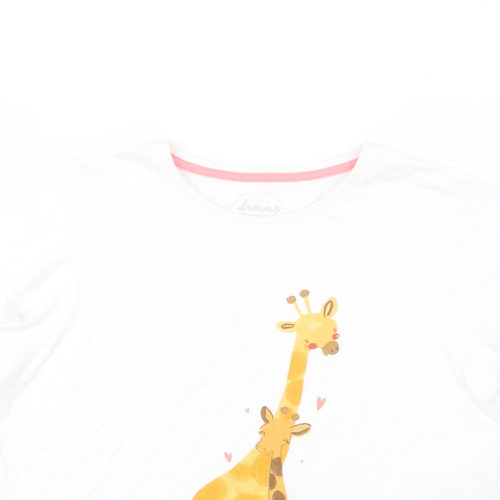 Nutmeg Womens White  Cotton Top Pyjama Top Size 10   - Giraffe