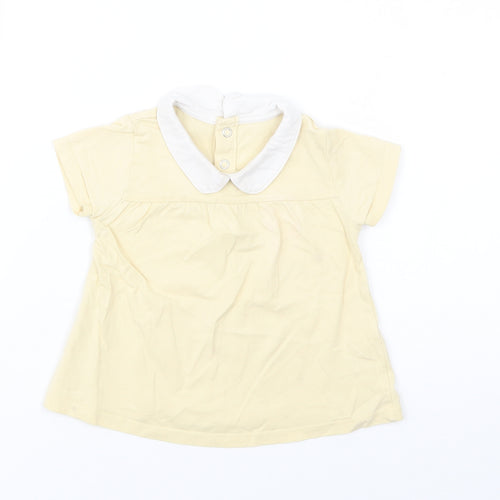 TU Baby Yellow  Cotton Basic Blouse Size 9-12 Months Collared Snap