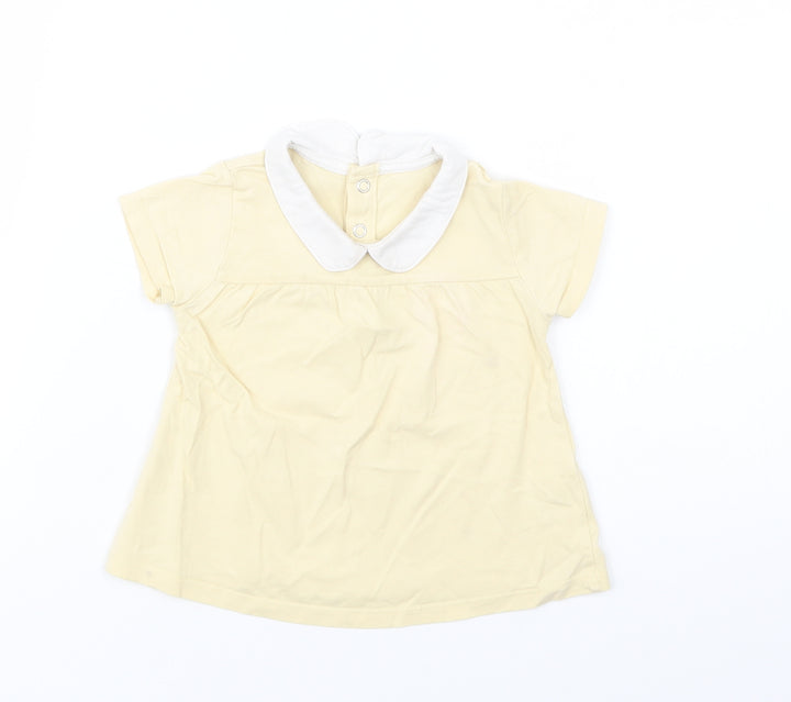 TU Baby Yellow Cotton Basic Blouse Size 9-12 Months Collared Snap