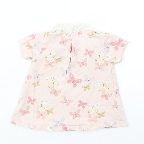 TU Baby Pink Floral Cotton Basic Blouse Size 9-12 Months Collared Snap - Butterfly Print