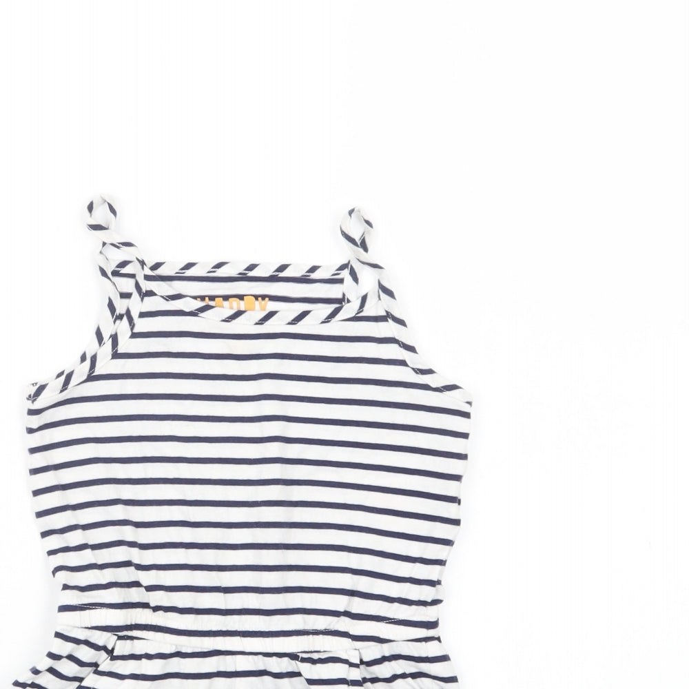 F&F Girls White Striped Cotton Playsuit One-Piece Size 4-5 Years