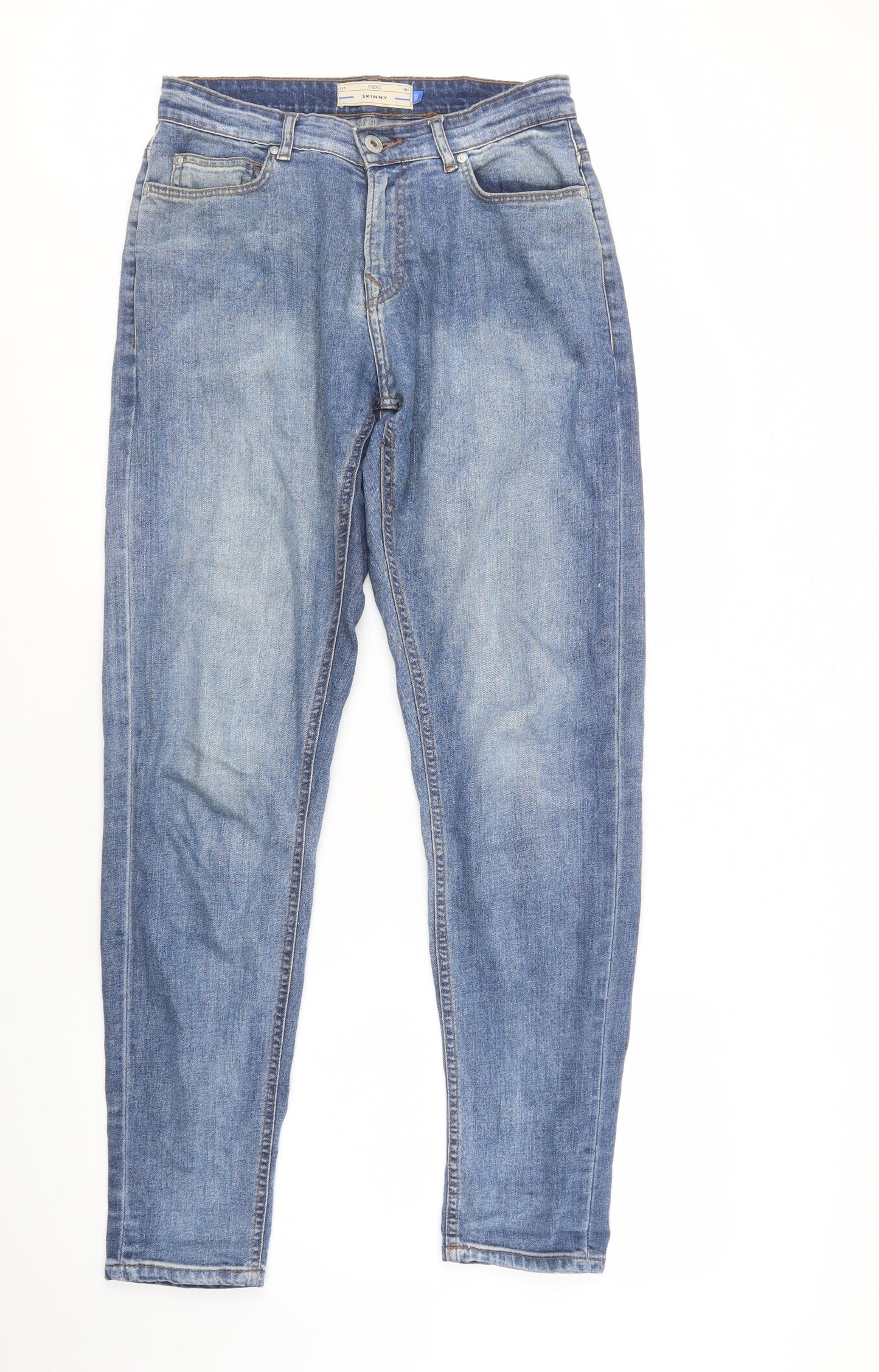 NEXT Mens Blue  Cotton Skinny Jeans Size 28 L32 in Regular Button