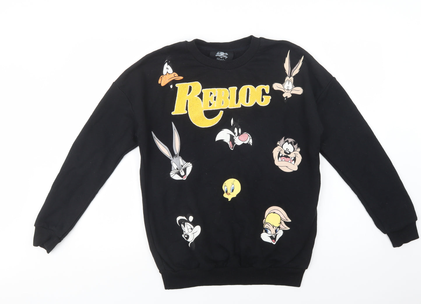 Bershka Womens Black  Cotton Pullover Sweatshirt Size M   - Looney Tunes