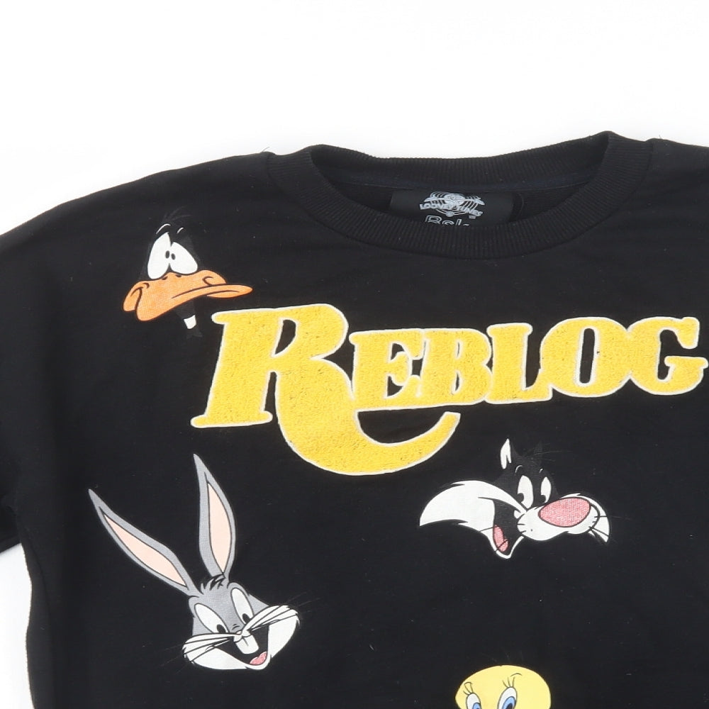 Bershka Womens Black  Cotton Pullover Sweatshirt Size M   - Looney Tunes