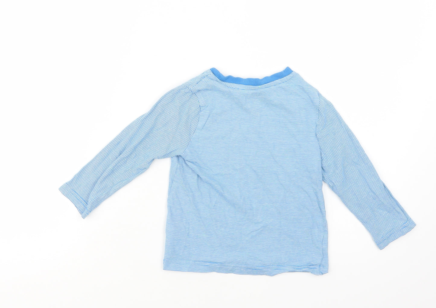 F&F Boys Blue Striped Cotton Basic T-Shirt Size 3-4 Years Crew Neck