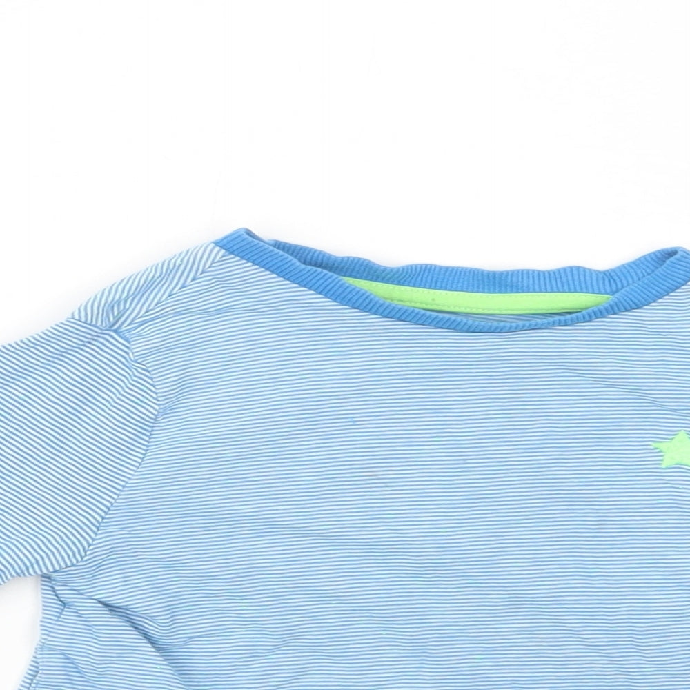 F&F Boys Blue Striped Cotton Basic T-Shirt Size 3-4 Years Crew Neck