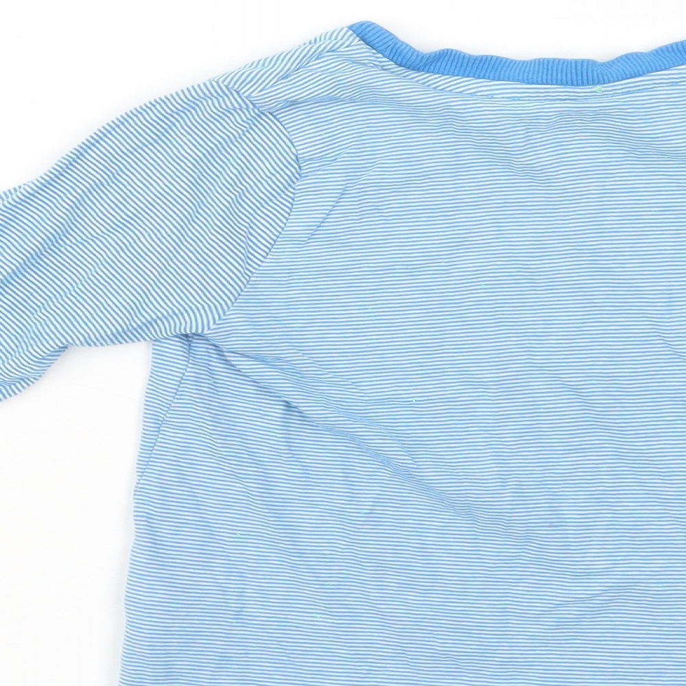 F&F Boys Blue Striped Cotton Basic T-Shirt Size 3-4 Years Crew Neck