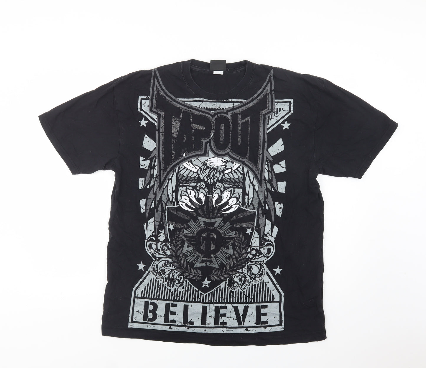 Tapout Mens Black  Cotton  T-Shirt Size XL Crew Neck