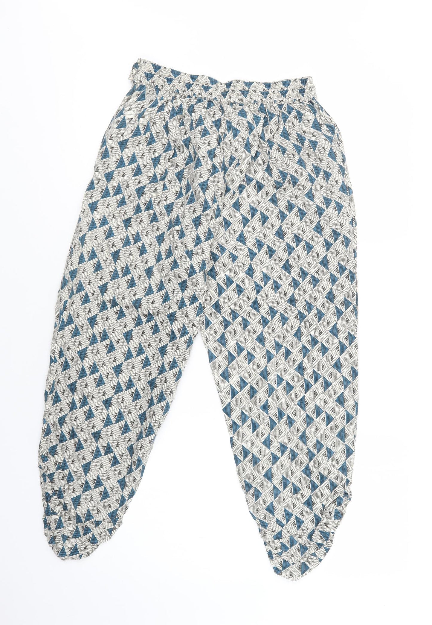 TU Womens Beige Geometric Viscose Cropped Trousers Size 8 L25 in Regular
