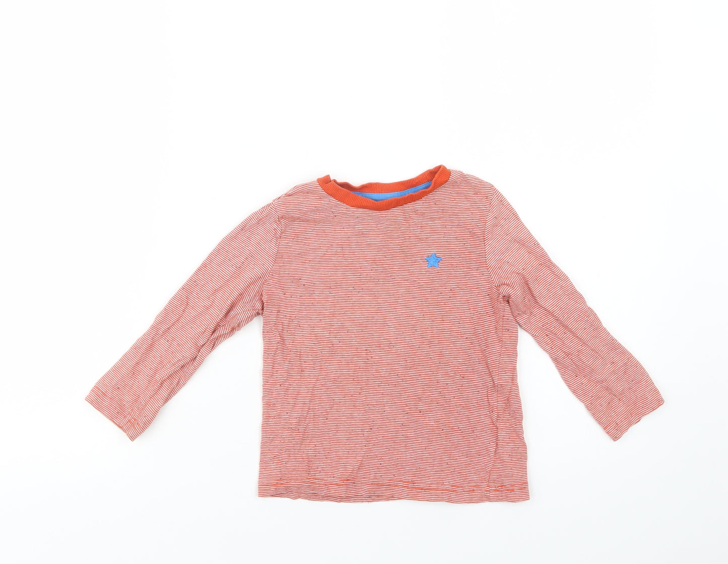F&F Boys Red Striped Cotton Basic T-Shirt Size 3-4 Years Crew Neck