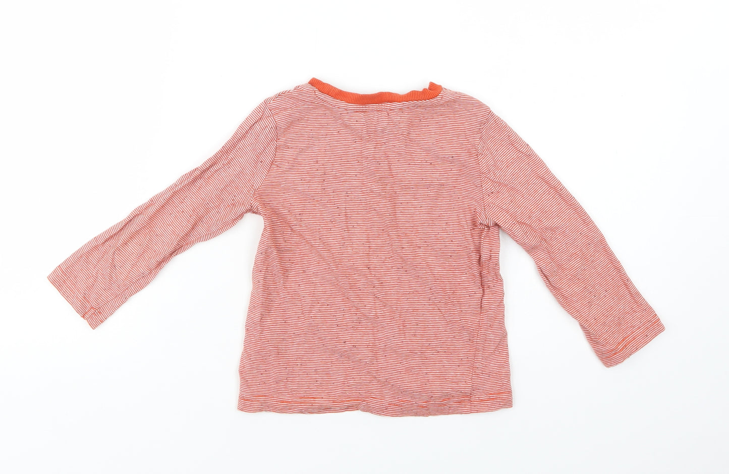 F&F Boys Red Striped Cotton Basic T-Shirt Size 3-4 Years Crew Neck