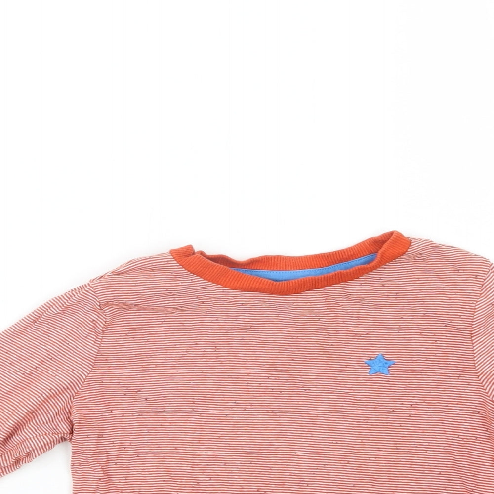 F&F Boys Red Striped Cotton Basic T-Shirt Size 3-4 Years Crew Neck