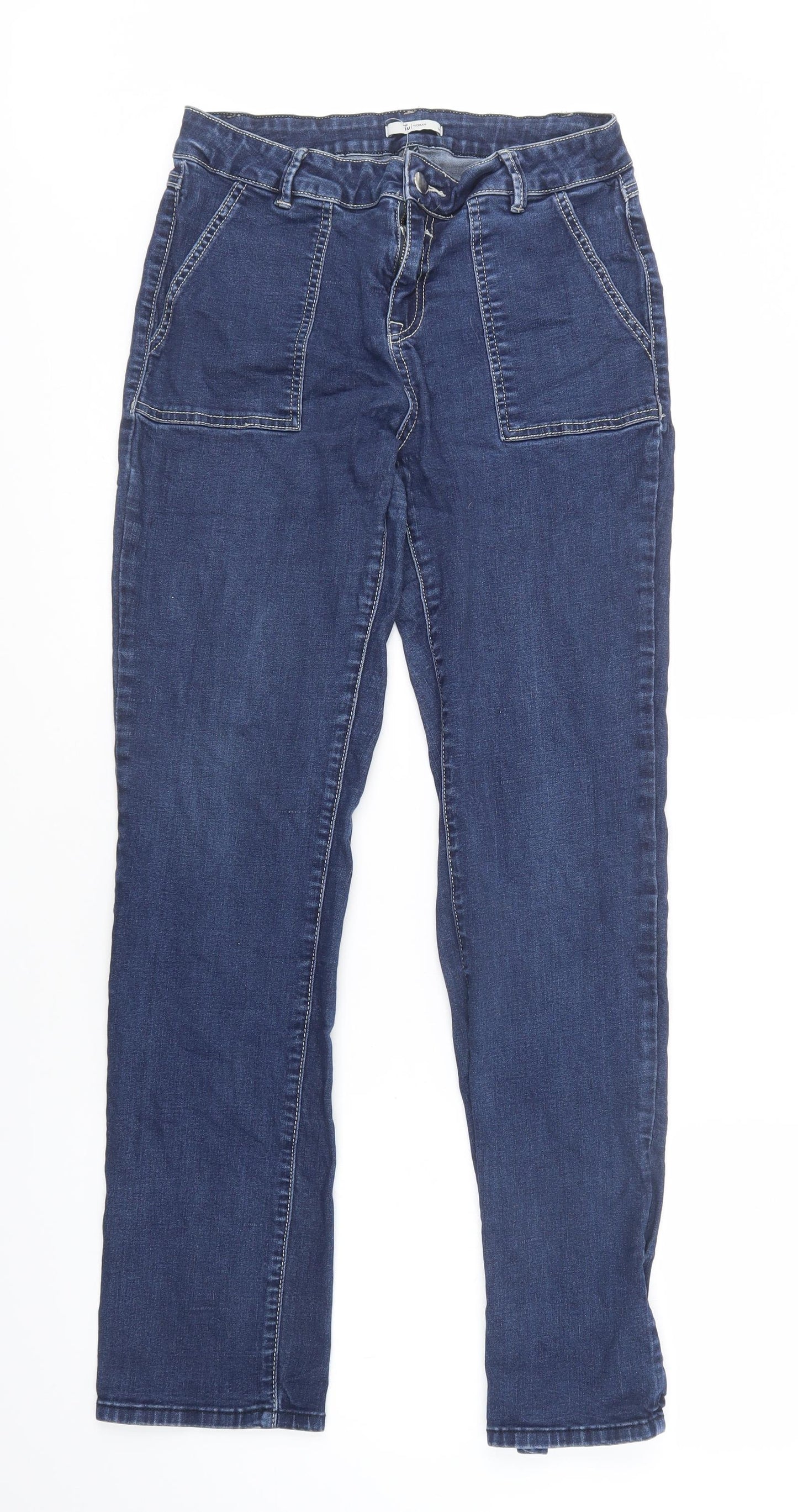 TU Womens Blue  Viscose Straight Jeans Size 14 L32 in Regular Button