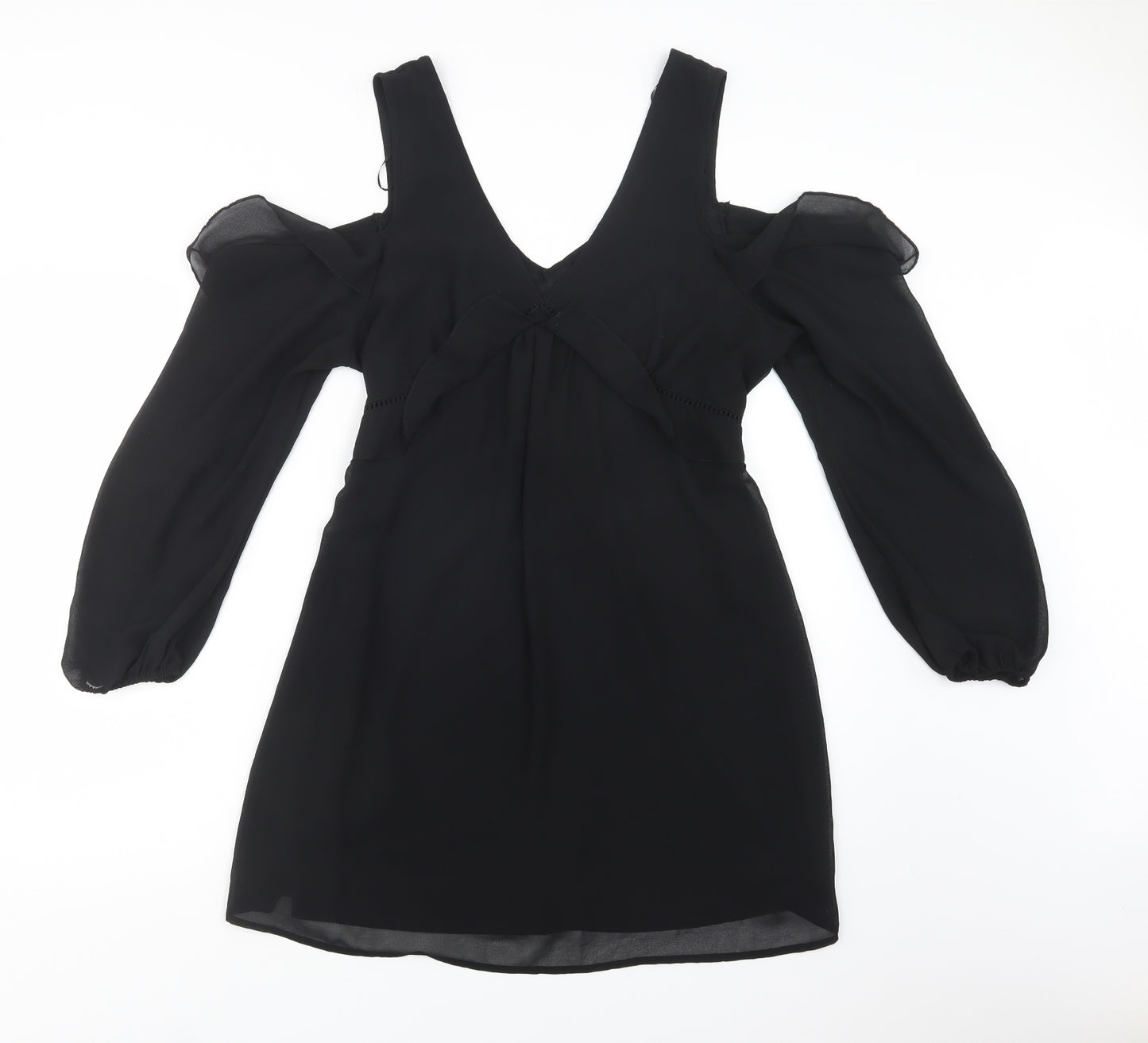 New Look Womens Black  Polyester Fit & Flare  Size 14  V-Neck  - Cold Shoulder