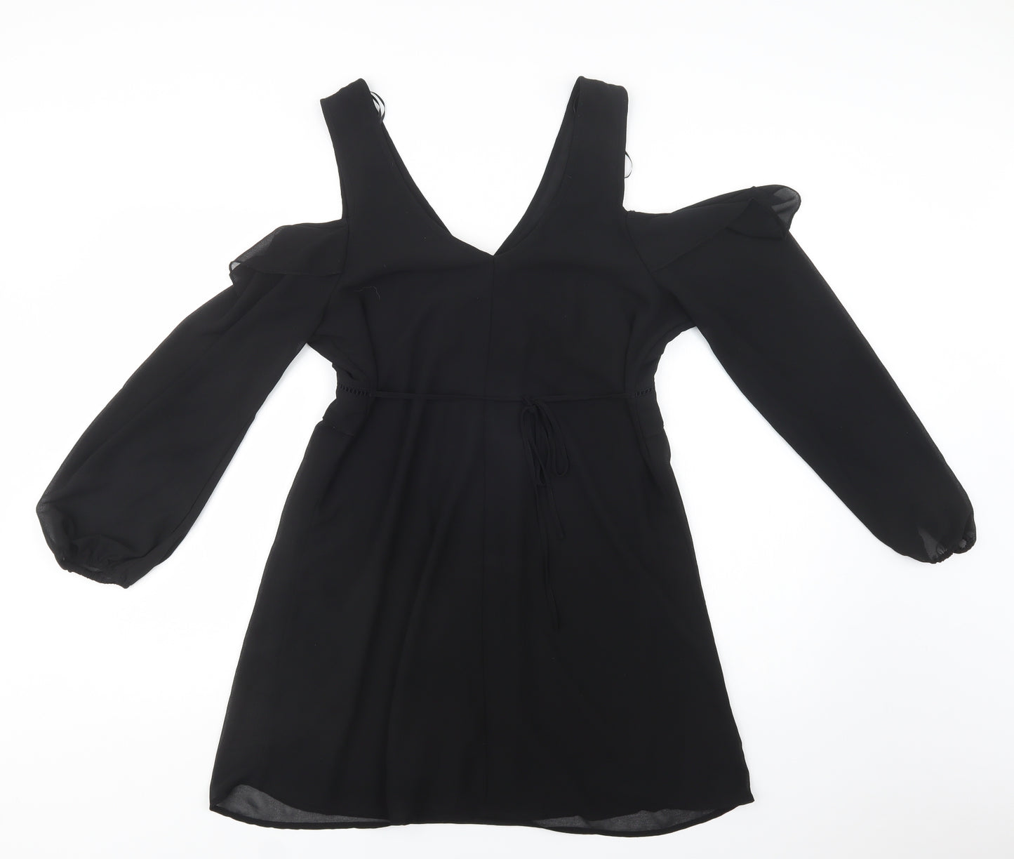 New Look Womens Black  Polyester Fit & Flare  Size 14  V-Neck  - Cold Shoulder