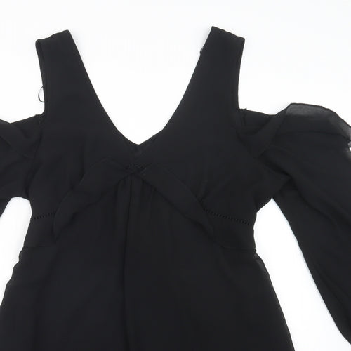 New Look Womens Black  Polyester Fit & Flare  Size 14  V-Neck  - Cold Shoulder