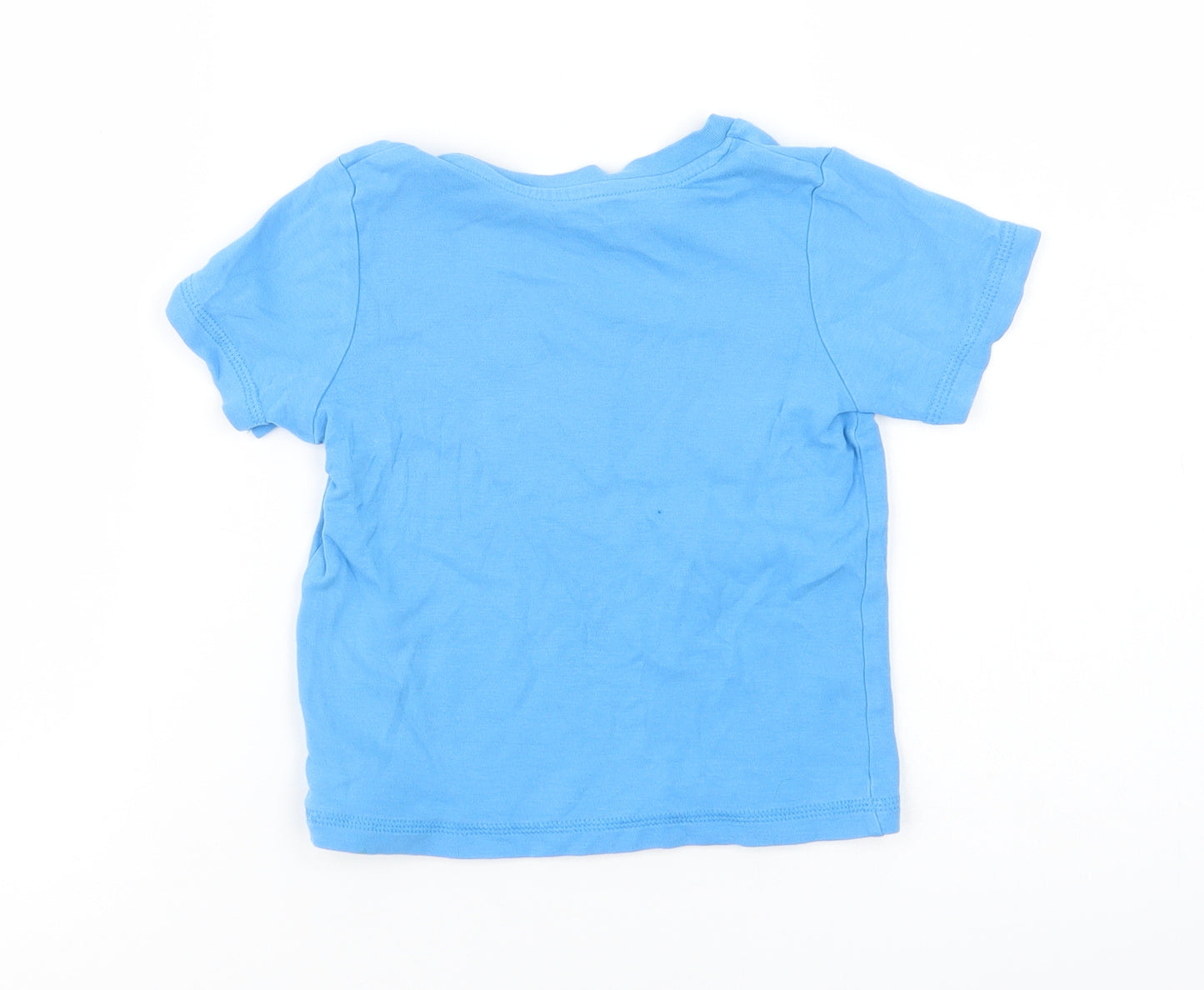 George Boys Blue  Cotton Basic T-Shirt Size 3-4 Years Crew Neck  - Shark