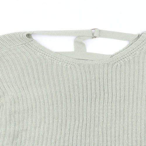 Peacocks Womens Green Round Neck  Acrylic Pullover Jumper Size L
