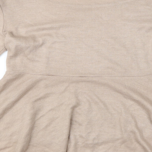 Vera & Womens Beige Boat Neck  Acrylic Pullover Jumper Size L