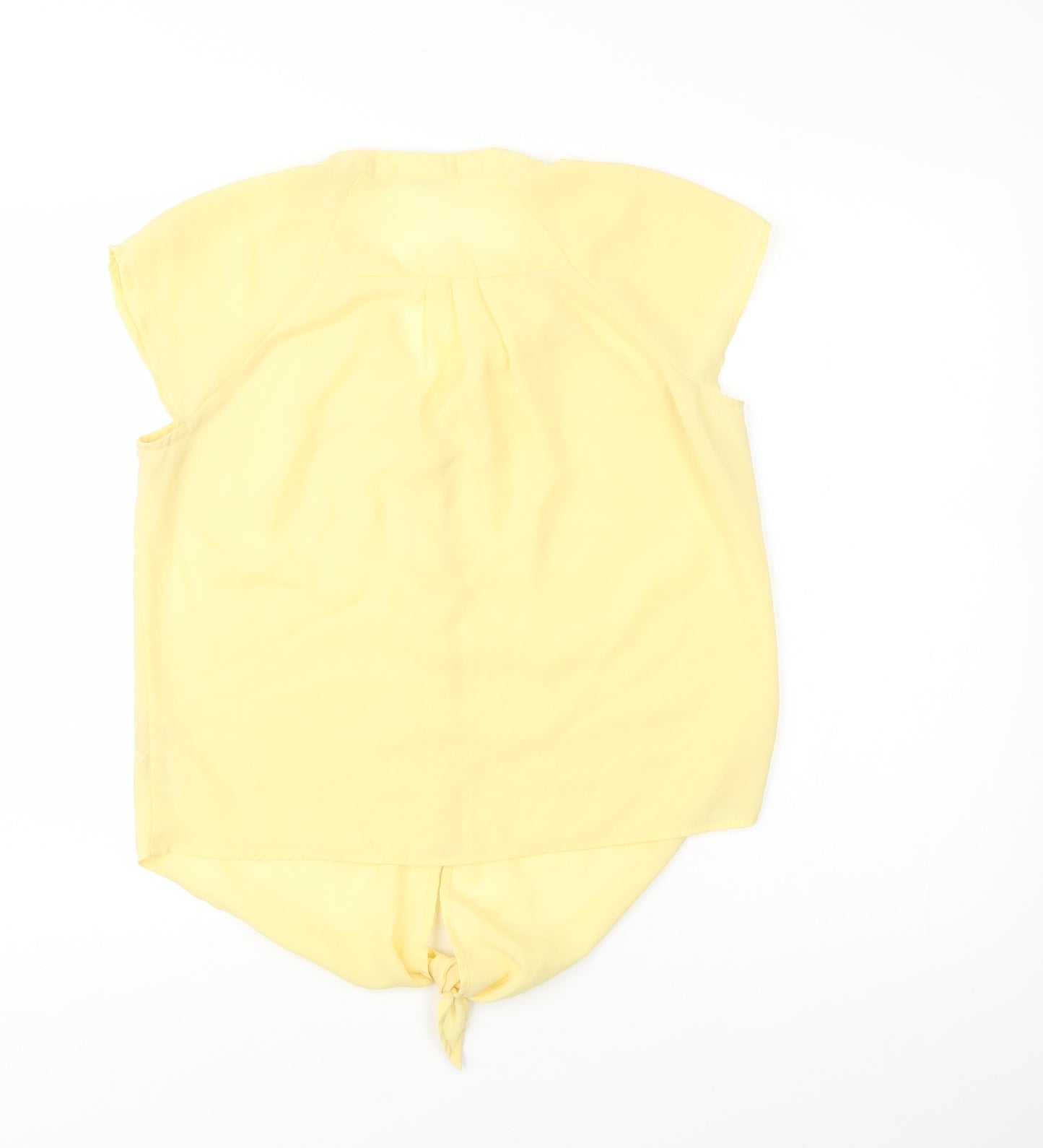Minuet Womens Yellow  Polyester Basic Button-Up Size 10 V-Neck