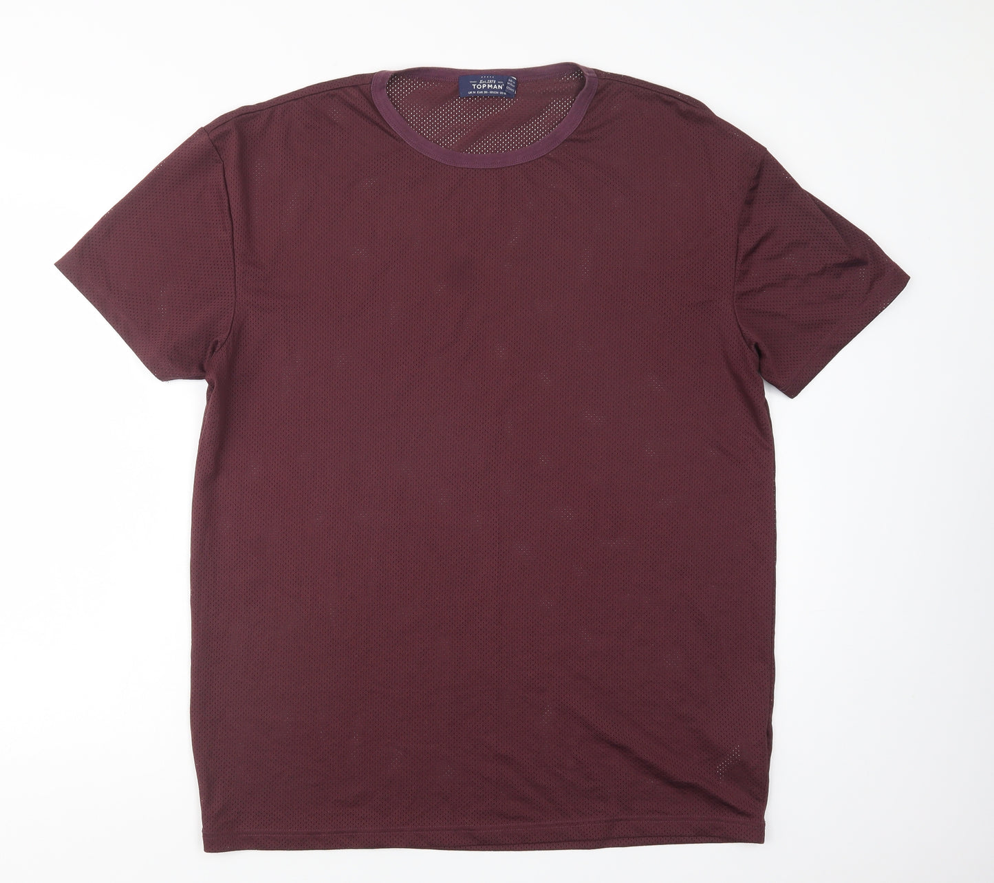 Topman Mens Purple  Polyester Basic T-Shirt Size M Crew Neck