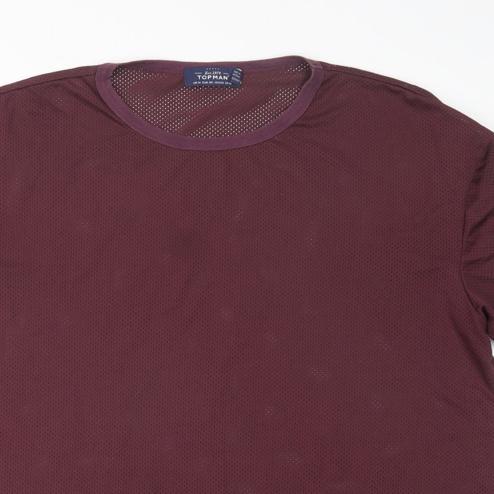 Topman Mens Purple  Polyester Basic T-Shirt Size M Crew Neck