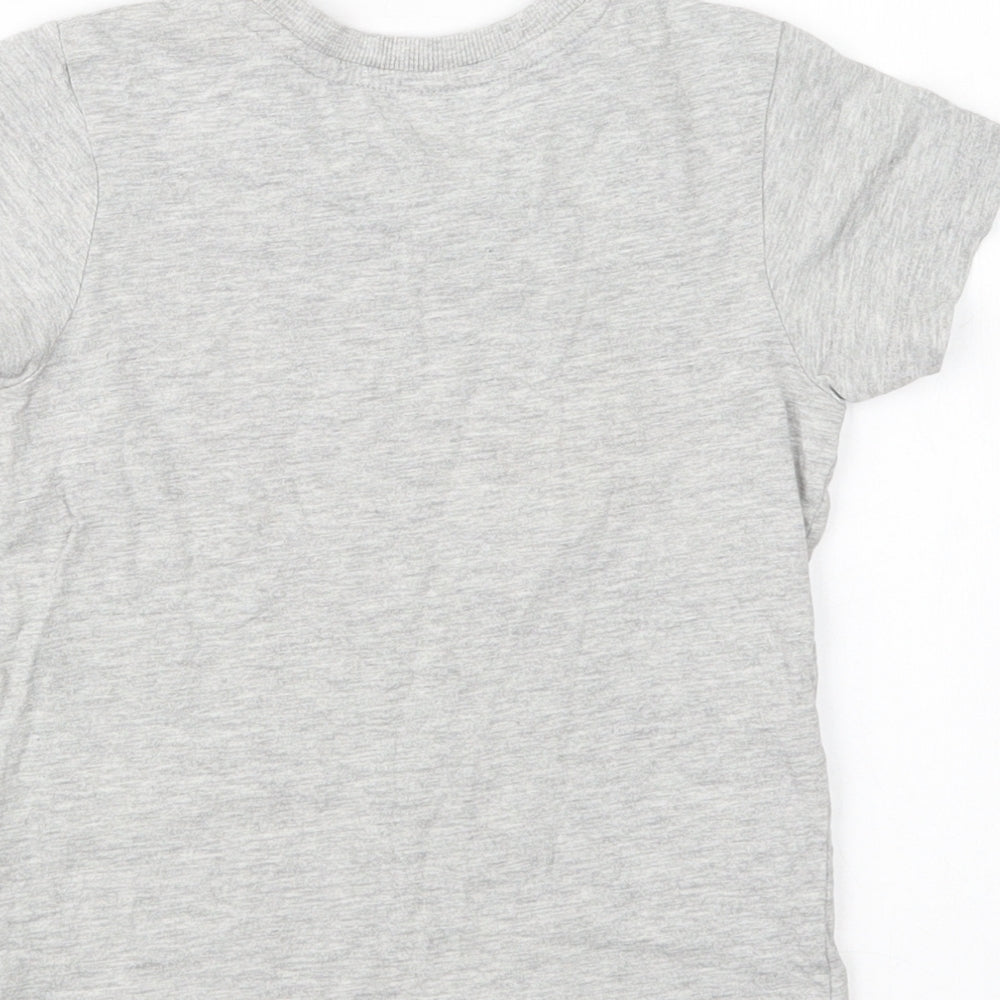 Matalan Girls Grey  Cotton Basic T-Shirt Size 3-4 Years Crew Neck  - Sloth