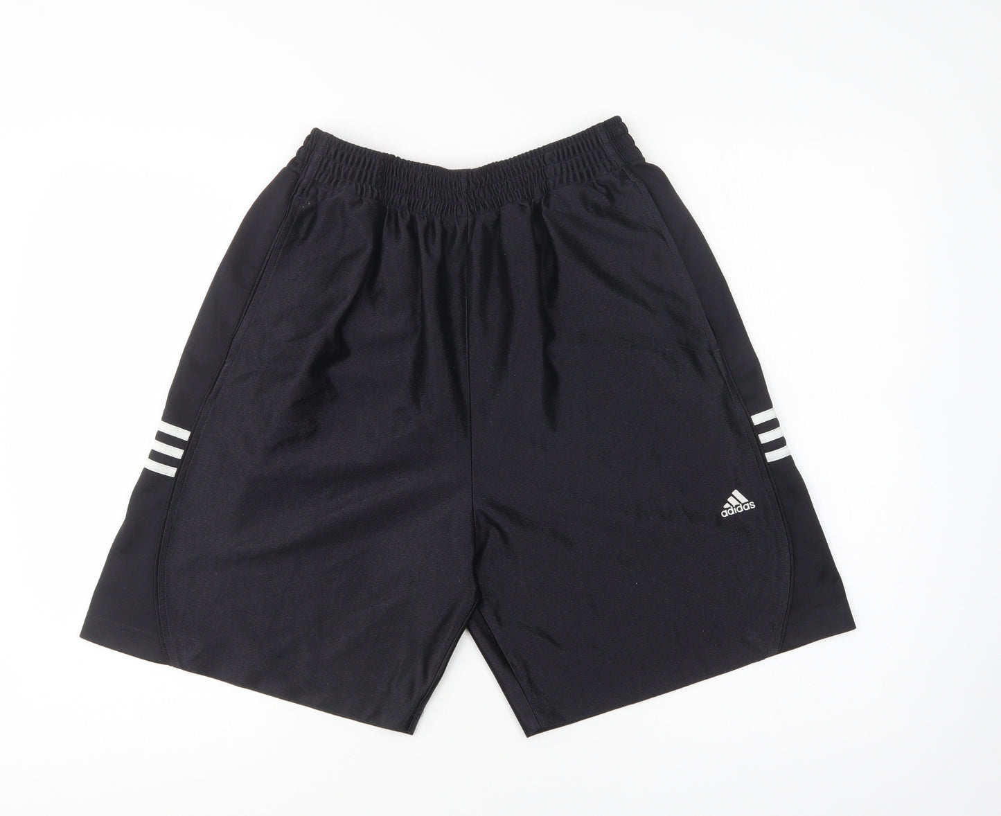 adidas Mens Black Striped Polyester Sweat Shorts Size L L8 in Regular