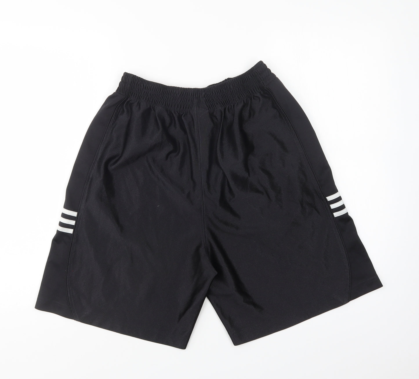 adidas Mens Black Striped Polyester Sweat Shorts Size L L8 in Regular