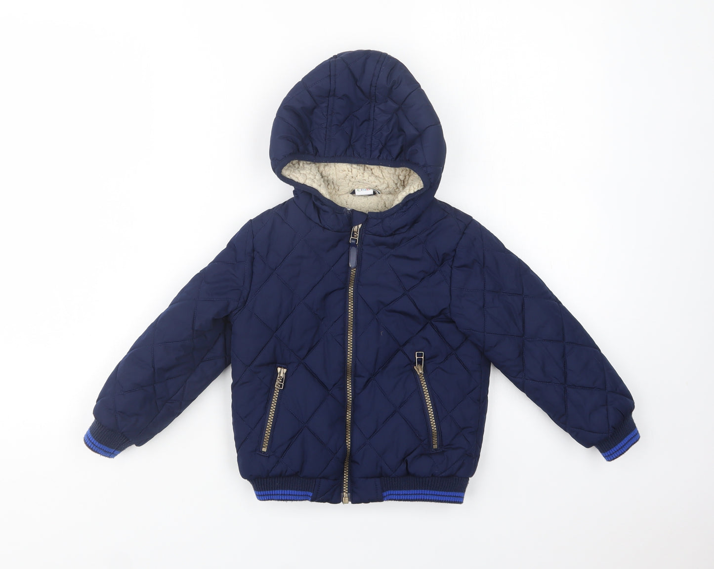 Mini Club Boys Blue   Quilted Jacket Size 3-4 Years  Zip