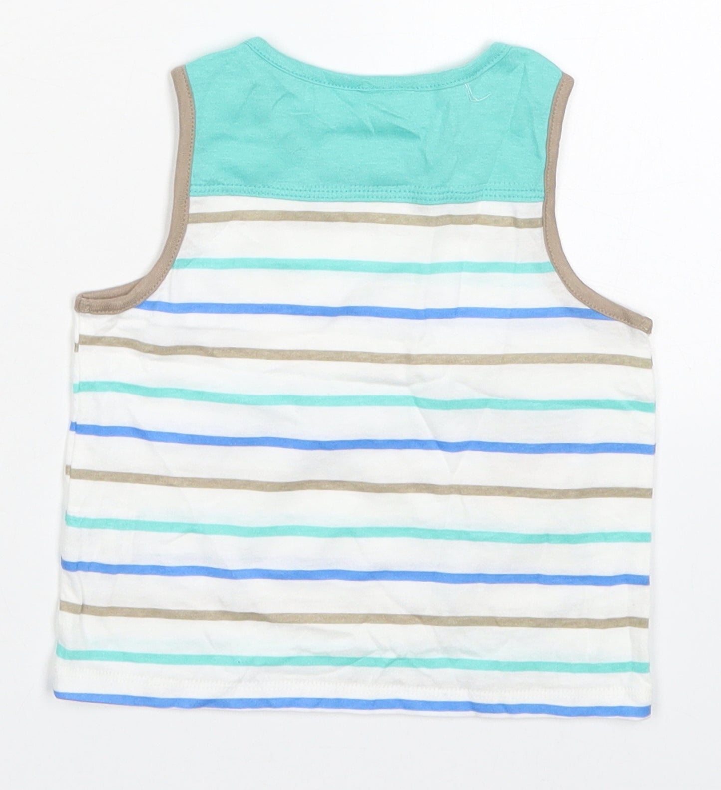 Curly Sue Boys Blue Striped Cotton Basic Tank Size 2-3 Years Round Neck Pullover - Bear