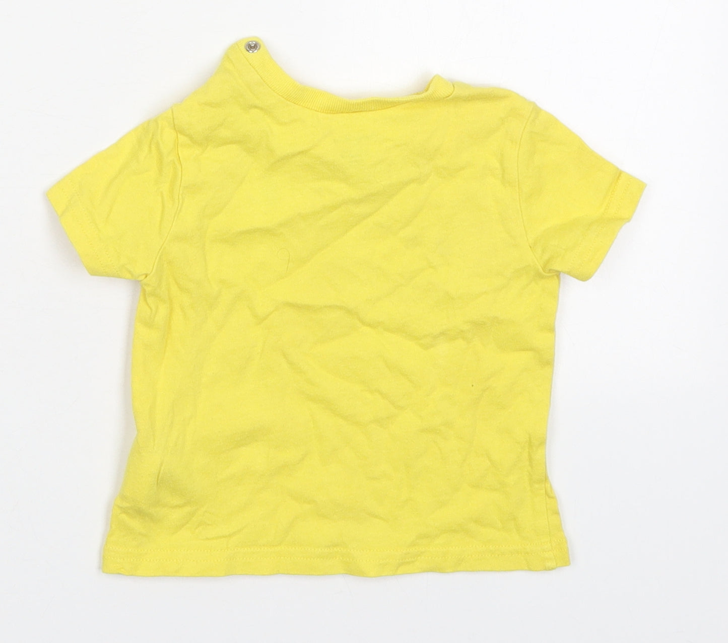 Ralph Lauren Boys Yellow  Cotton Basic T-Shirt Size 6-9 Months Crew Neck Button