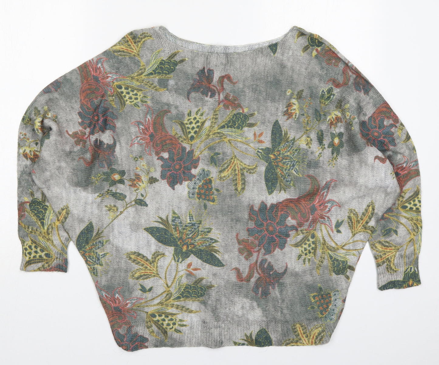 Collezioni Leonardo Womens Multicoloured Round Neck Floral Acrylic Pullover Jumper Size L