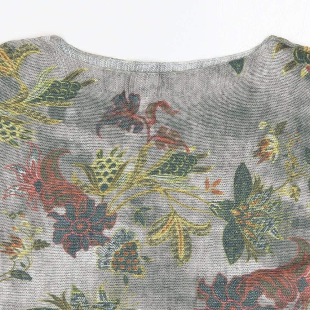 Collezioni Leonardo Womens Multicoloured Round Neck Floral Acrylic Pullover Jumper Size L