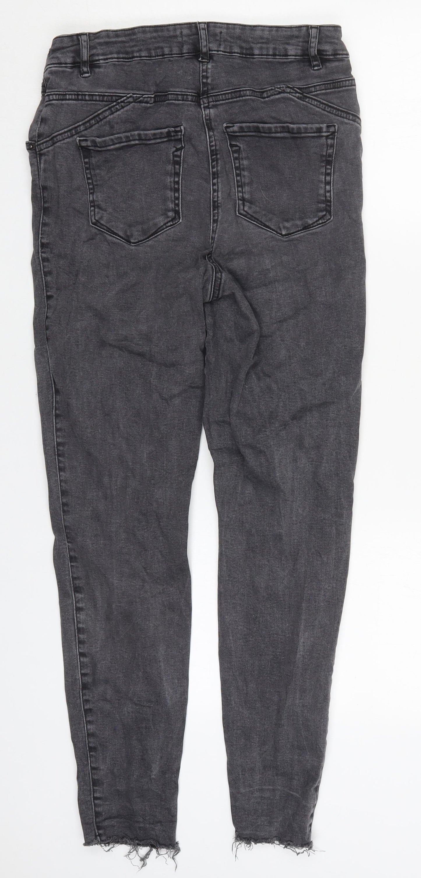 Papaya Womens Grey  Cotton Skinny Jeans Size 12 L27 in Regular Button