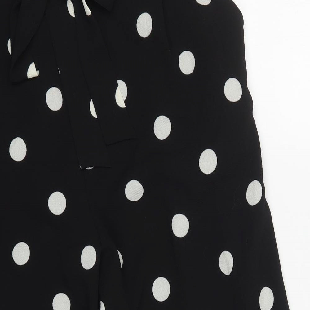 Peacocks Womens Black Polka Dot Polyester Cropped Trousers Size 12 L21 in Regular