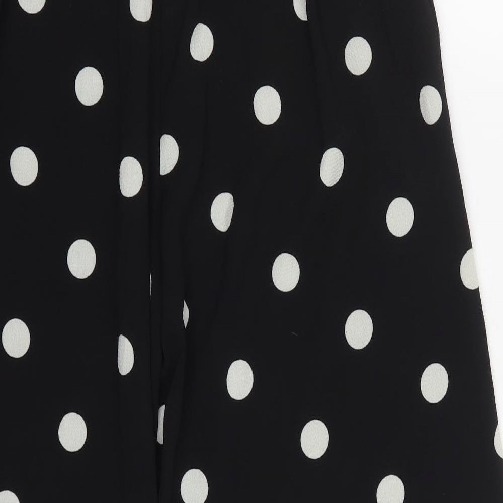 Peacocks Womens Black Polka Dot Polyester Cropped Trousers Size 12 L21 in Regular
