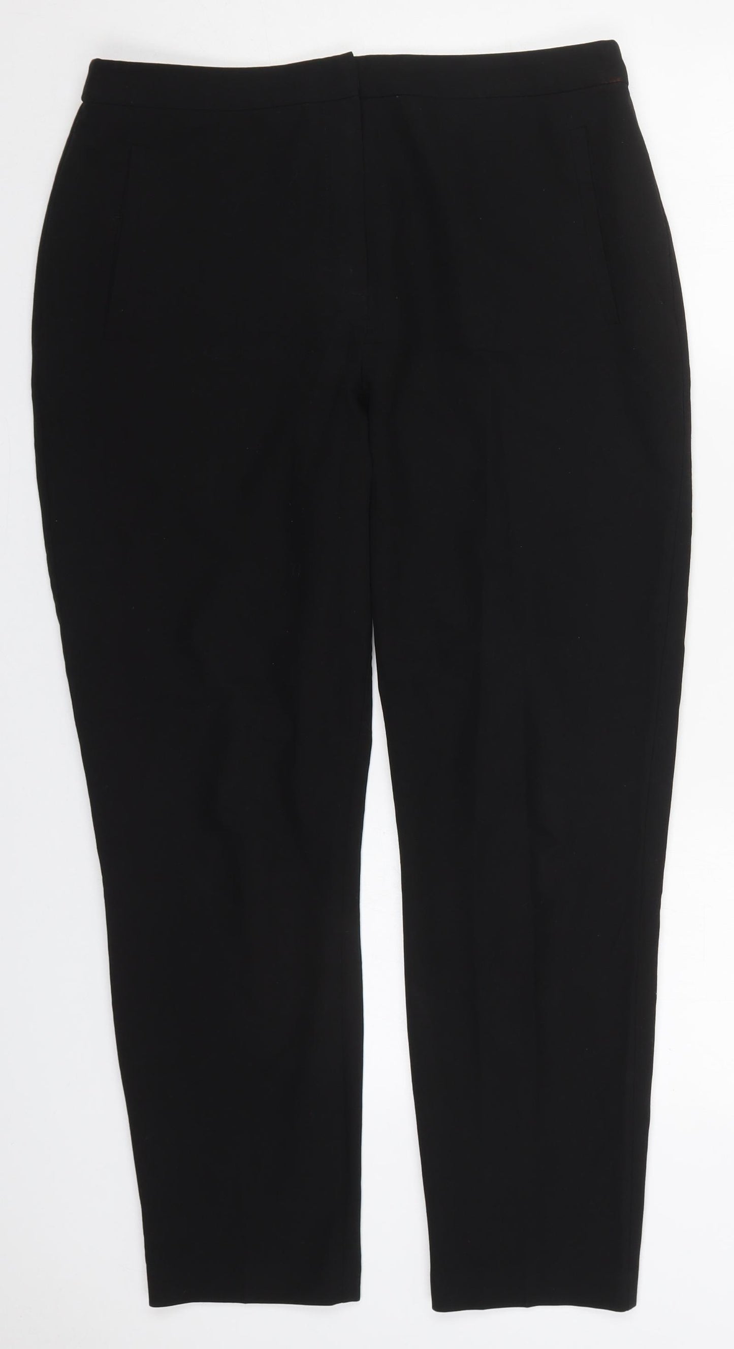 Topshop Womens Black  Polyester Trousers  Size 14 L28 in Regular Hook & Eye