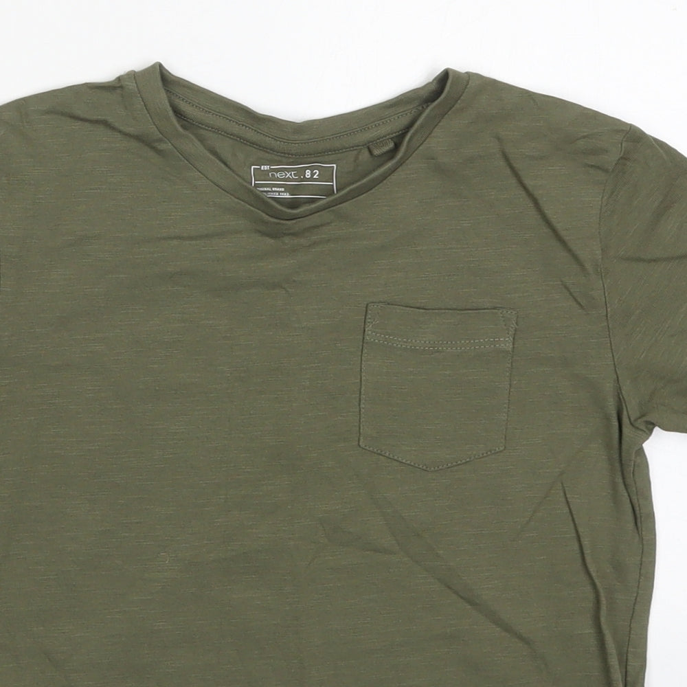 NEXT Boys Green  Cotton Basic T-Shirt Size 6 Years Crew Neck Pullover