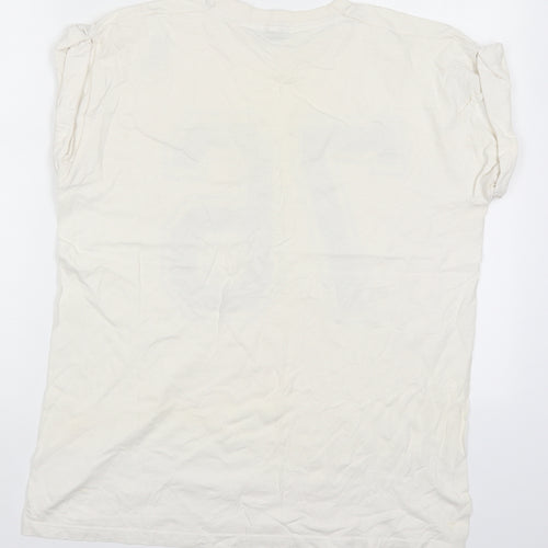 Topshop Womens Beige  Cotton Basic T-Shirt Size S Crew Neck - 76