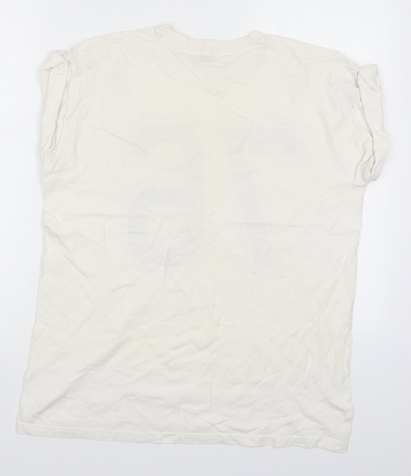 Topshop Womens Beige  Cotton Basic T-Shirt Size S Crew Neck - 76
