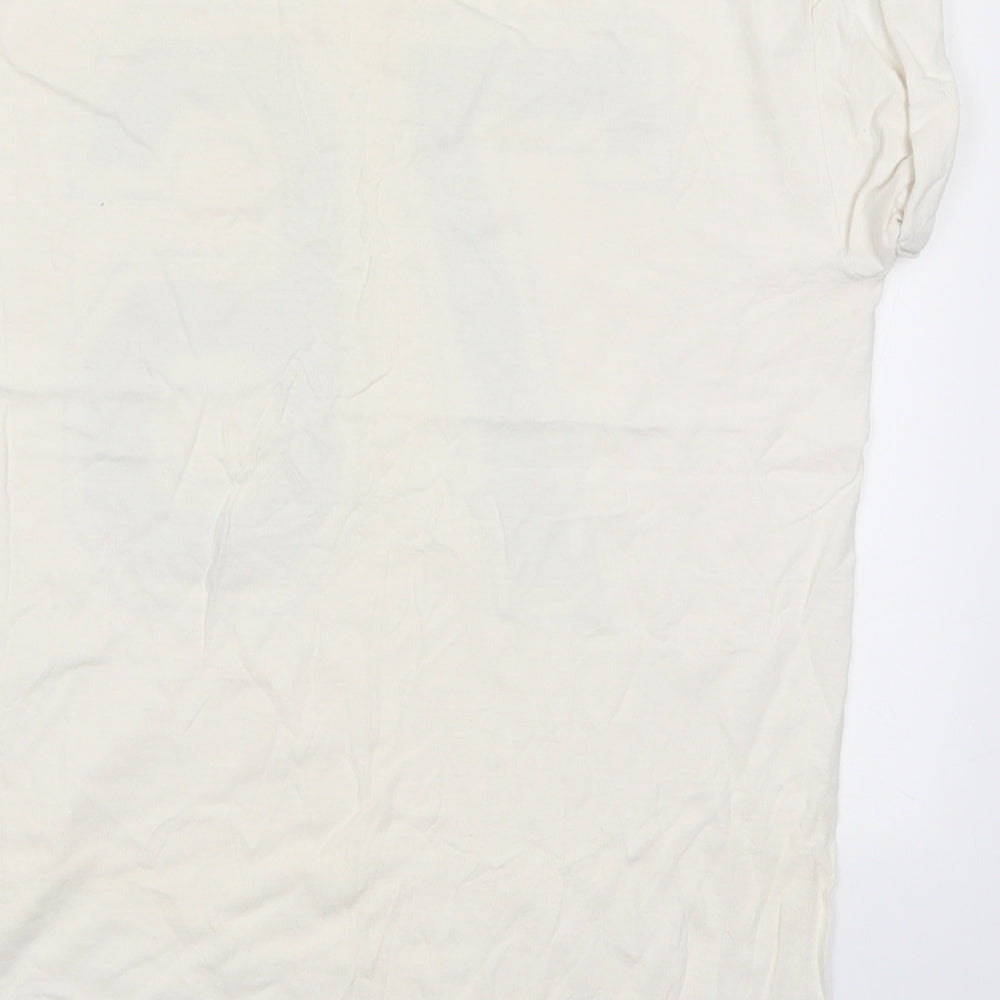 Topshop Womens Beige  Cotton Basic T-Shirt Size S Crew Neck - 76