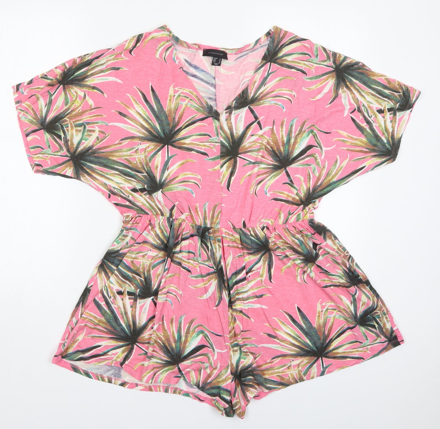 Atmosphere Womens Pink Floral Viscose Playsuit One-Piece Size 14 L3 in Pullover