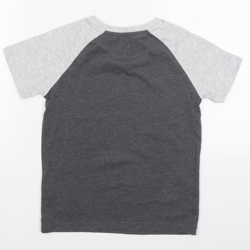 Nutmeg Boys Grey  Cotton Basic T-Shirt Size 7-8 Years Crew Neck Pullover