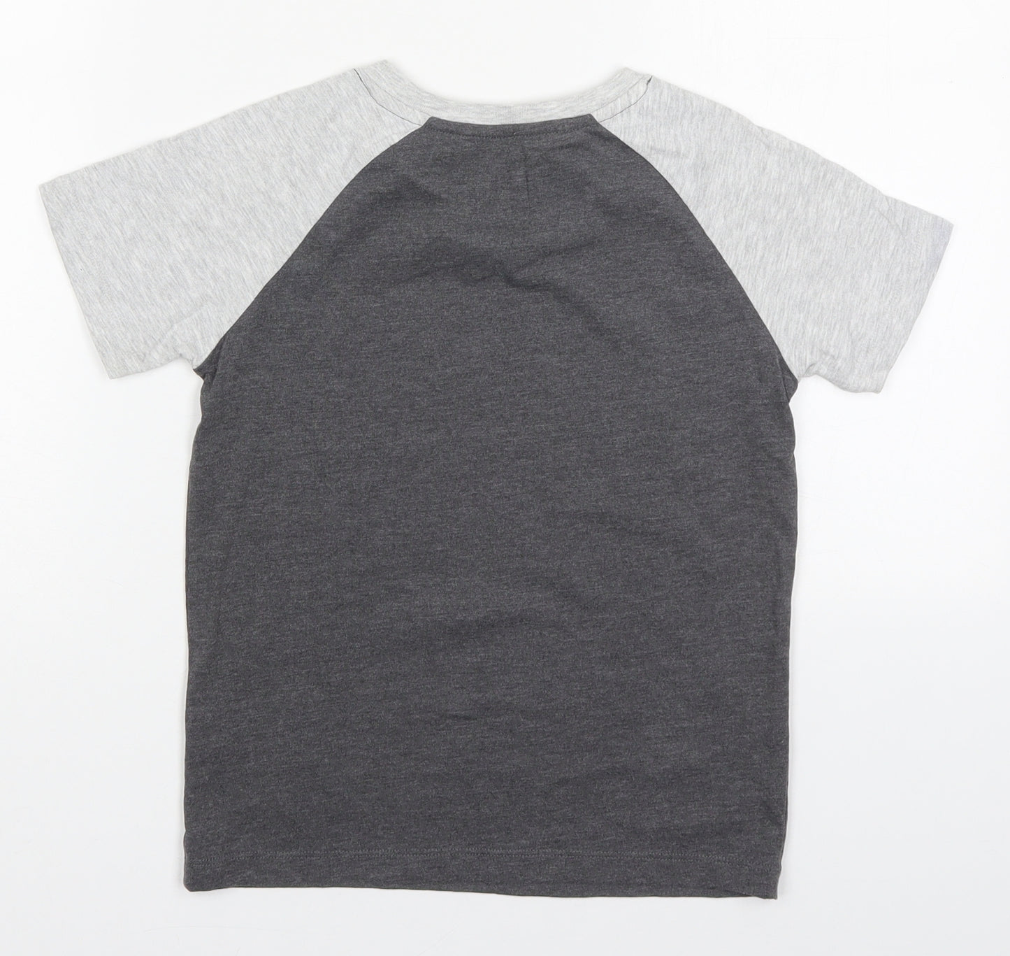 Nutmeg Boys Grey  Cotton Basic T-Shirt Size 7-8 Years Crew Neck Pullover