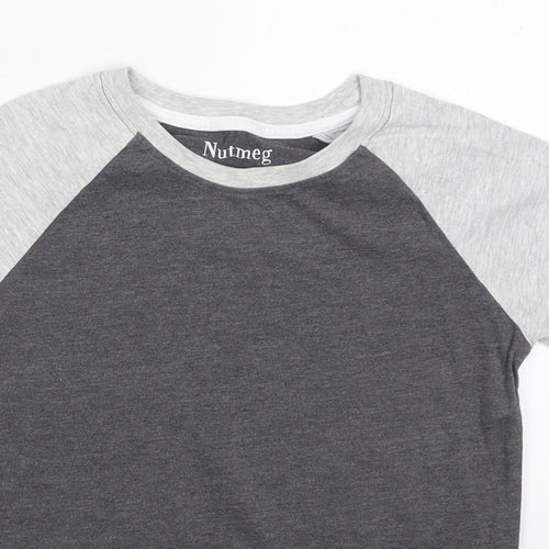 Nutmeg Boys Grey  Cotton Basic T-Shirt Size 7-8 Years Crew Neck Pullover