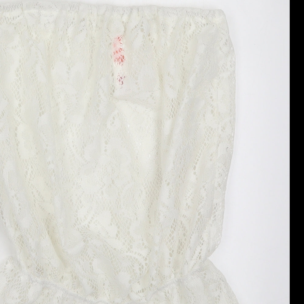 Ocean Club Womens White  Polyester Playsuit One-Piece Size 6  Pullover - Beach Cover Up