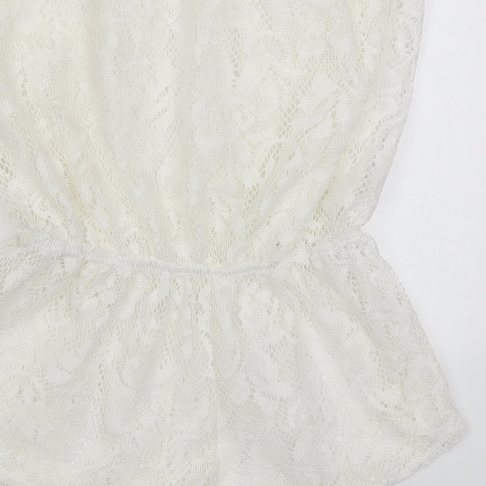 Ocean Club Womens White  Polyester Playsuit One-Piece Size 6  Pullover - Beach Cover Up