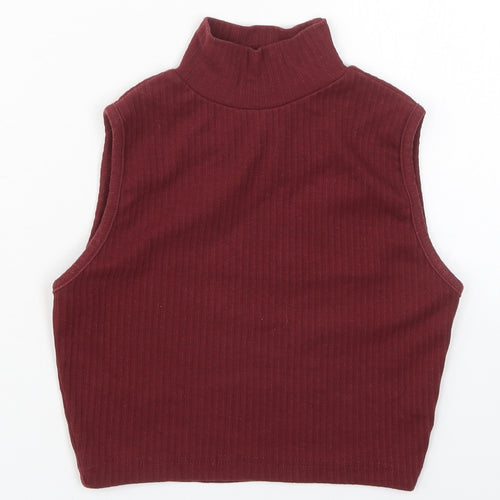 Missguided Womens Red  Cotton Cropped Tank Size 4 Round Neck